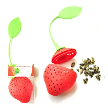 

Strawberry Shape Silicone Tea Leaf Strainer Loose Herbal Spice Infuser Filter Diffuser Creative Bar Tools Kitchen Tools Hot Sale