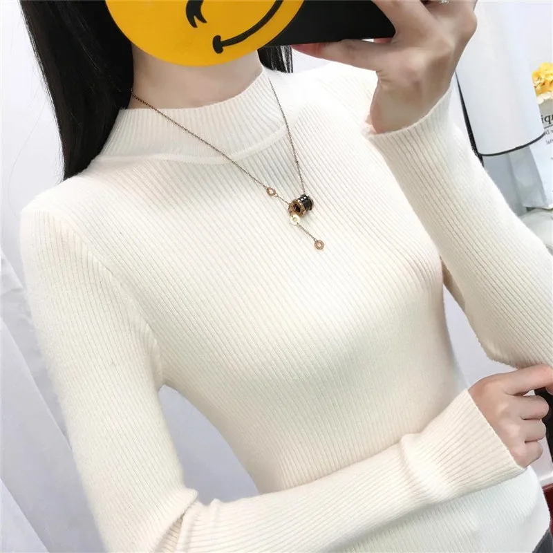 

2019 Women Knitted Sweater o-neck Pullovers spring Autumn Winter Basic Ladies Sweaters Pullover Slim Fit tops Plus Size S-5XL