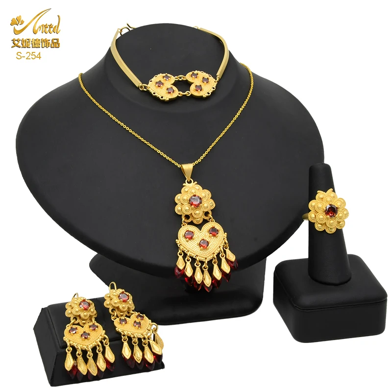 Индийский позолоченный комплект ювелирных изделий Свадебный из эфиопского