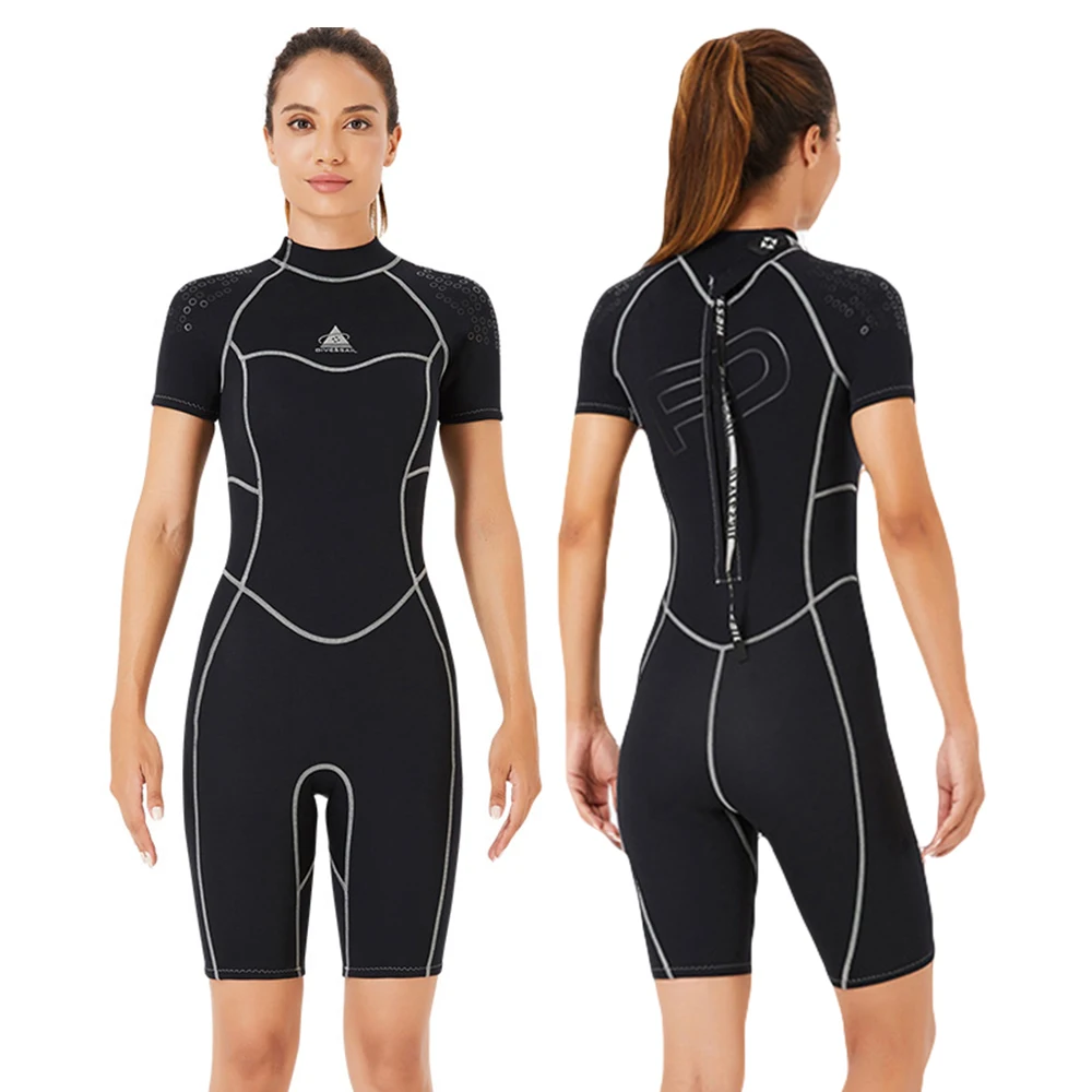 

3MM Neoprene Wetsuit Women Swimming Diving Surf Windsurf Underwater Fishing Swimwear Short Sleeve Clothes Scuba Diving Kitesurf
