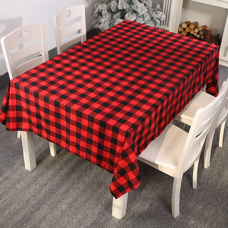 Table Cloth Dining Cover Black &amp Red Plaid Tablecloth Home Party Kitchen Decoration Nappe Rectangulaire Square Gift | Дом и сад