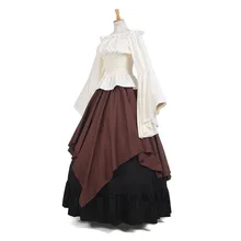 2020 Medieval Oil Cloth Long Maxi Woman's Retro Dress Renaissance Dresses Europe Gothic Ruffle Skirt Victorian