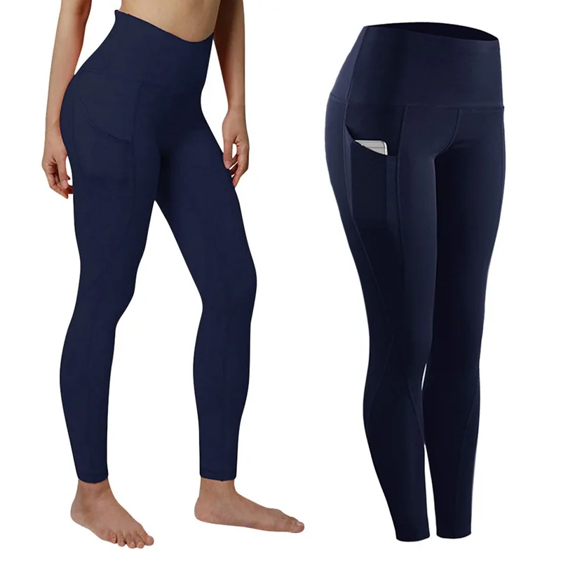 Spandex High Waist Legging Pockets Fitness Bottoms Running Sweatpants for Women Quick-Dry Sport Trousers Workout Yoga Pants