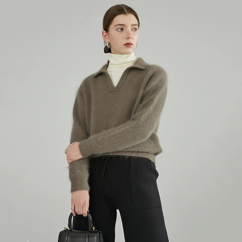 

Temperament Knitting Sweater Loose Fit V-Neck Long Sleeve Women Pullovers New Fashion Tide Autumn Winter 2019 Y512