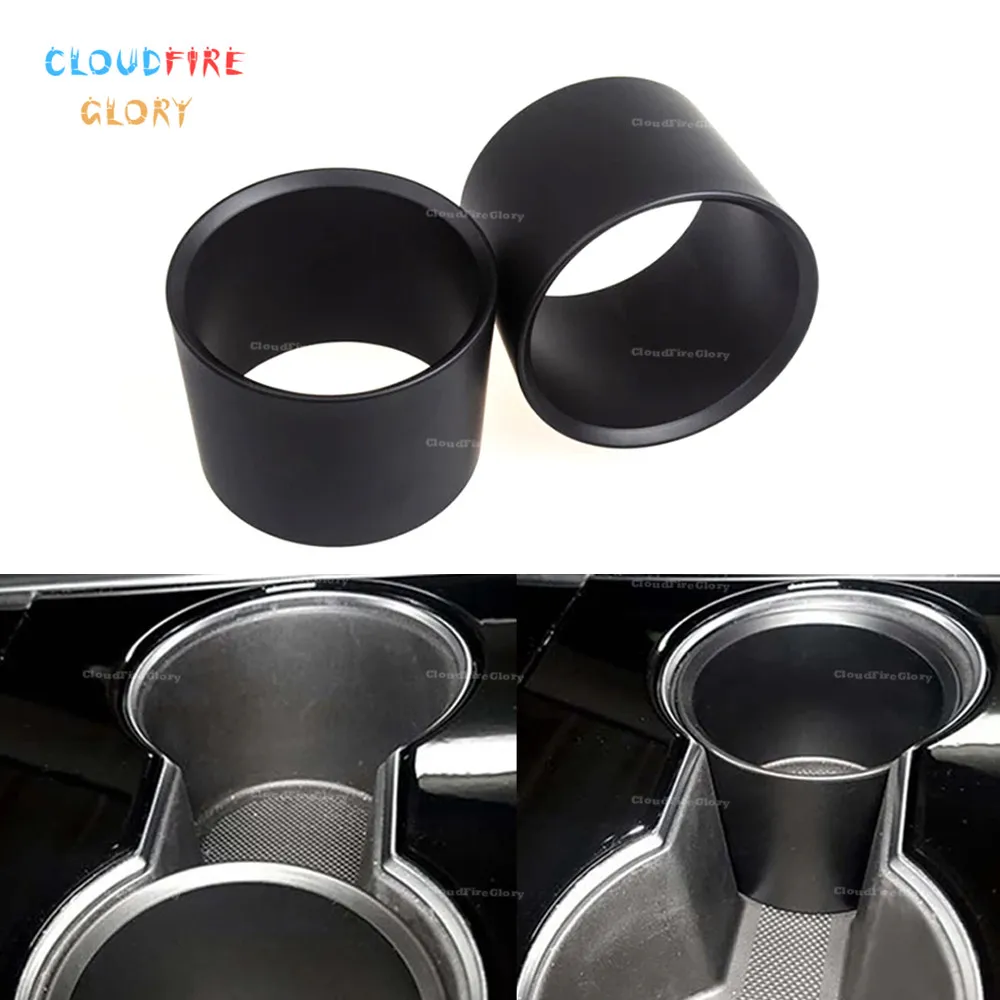 

CloudFireGlory Car Water Cup Holder Cover Insert Expander Adapter ABS Black For Tesla Model 3