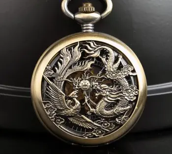 

Bronze Steampunk Skeleton Mechanical Pocket Watch Men Antique Luxury Brand Necklace Pocket & Fob Watches Chain Male Clock