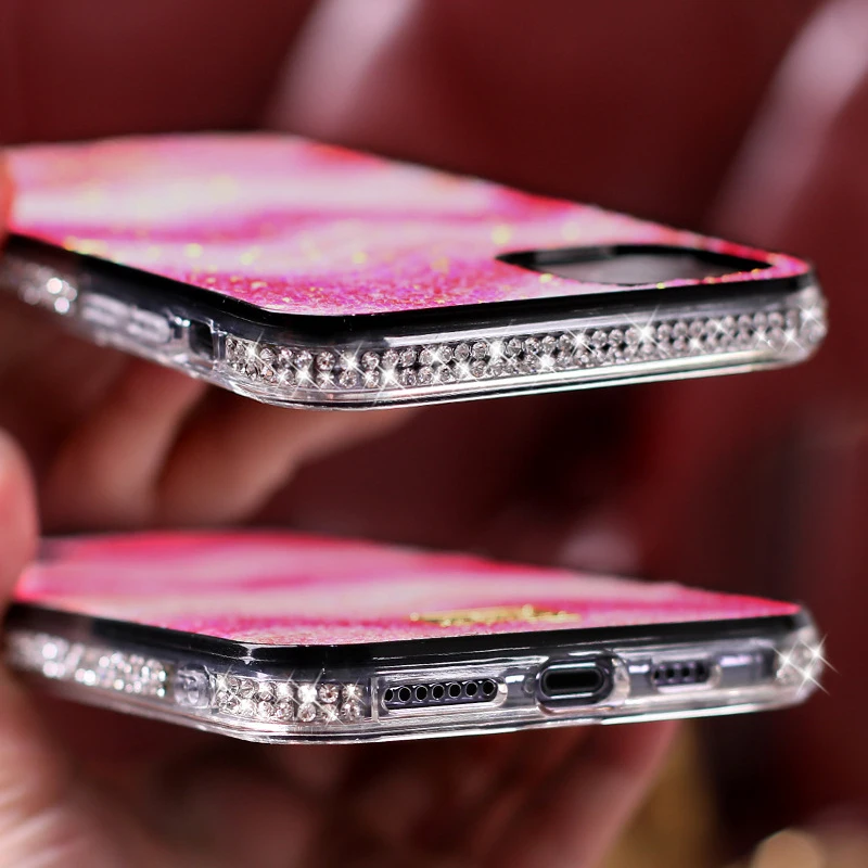 2в1 блестящие стразы чехол для телефона для iphone 11 Pro Max мягкий силиконовый Алмазный чехол