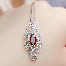 Натуральный настоящий кулон ожерелья из граната Серебро 925 пробы 1.2ct драгоценный камень Классический Стиль# R99406