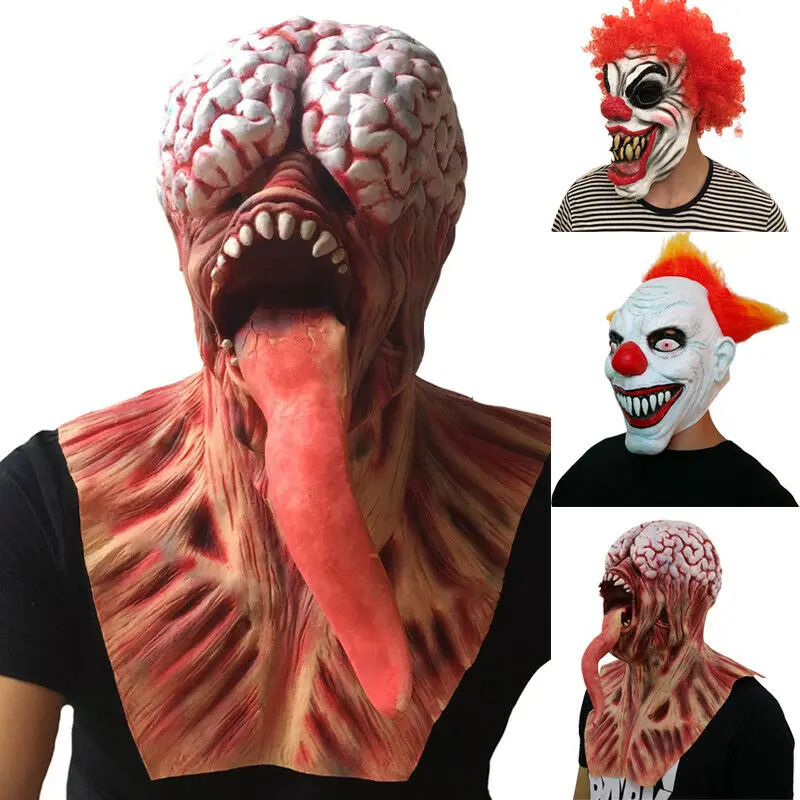 

2019 Halloween Scary Mask Latex Party Clown Mask Cosplay Horror Ghost Adult Mask Masquerade Halloween Party Decor Full Face Mask