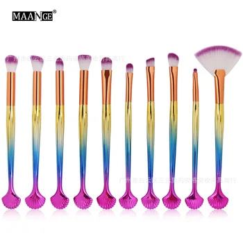 

Cross-border Hot MAANGE 10 Shellfish Eye Makeup Brushing Cosmetics Tools Sold By Amazon makeup brushes set professional