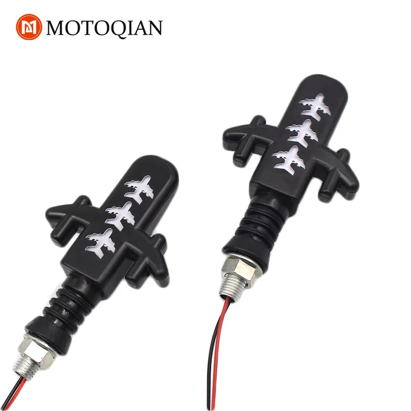 

For 2Pcs Airplane Unique Design Motorcycle Turn Signal Light Universal Motorcycle Accessories Flashing Indicator Lamp Tail Light