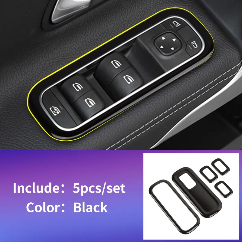 Рамка для оконной кнопки для Mercedes w177 amg/класс А mercedes класс А w177 Накладка/a180 Mercedes класс w177 аксессуары - Название цвета: gloss black 5pcs