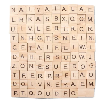 

100Pcs Creative Wood Chips Diy Alphabet Puzzle Literacy Square Baby Intellectual Toys Wooden Crafts