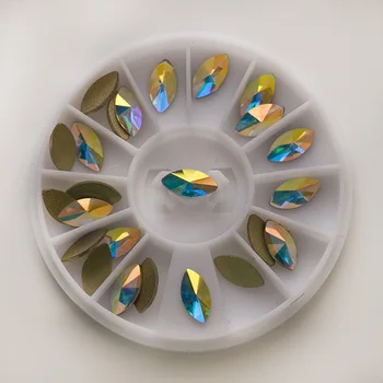 

20pcs Strass Rhinestones Difference Sizes Rivoli Navette Shape Flat Back Nail Rhinestone 3D Non HotFix Nail Art Decorations