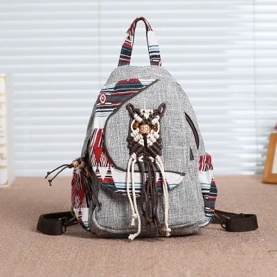 New national string appliques women shopping backpacks!Nice Striped embossing lady multi-use backrack All-match canvas backruck