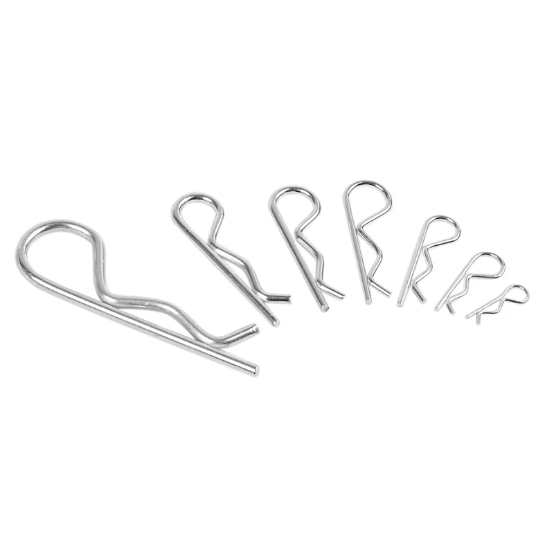 125Pcs R Clips 8 Sizes Zinc Plated Galvanized Carbon Steel Retaining Pins Car Interior Accessories Car Styling Industrial R-Clip