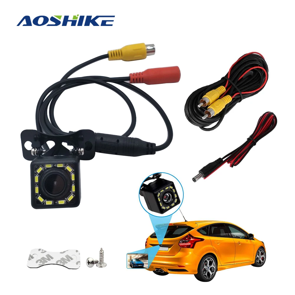 

AOSHIKE Car Rear View Camera Universal Backup Parking Camera 12 LED Night Vision Waterproof HD Color Image with 6m Video Cable