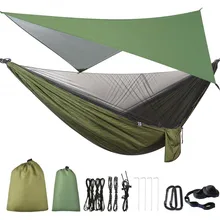 Mosquitera para hamaca de acampada, toldo portátil de nailon, correas de árbol para lluvia, senderismo, Camping, supervivencia, Viajes