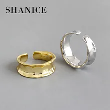 SHANICE 925 пробы Серебряное Открытое кольцо INS простое нишевое необычное кольцо с вогнутой поверхностью индивидуальное позолоченное массивное кольцо подарок для нее