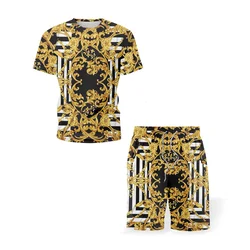 Ensemble deux pièces pour hommes, Style ethnique rétro, vêtements d'été, T Shirt à manches courtes et Short, costume assorti arbitrairement, Chic, nouveau, 2021 