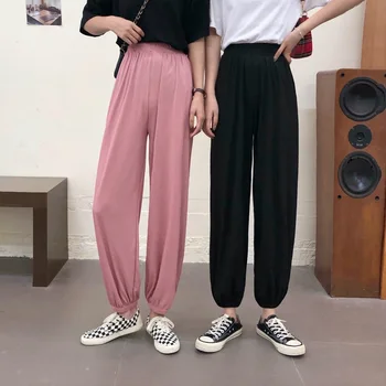 

2020 Large Size Fat mm Viscose Lantern Pants WOMEN'S Pants Pants Loose Casual Sports Summer Thin Section Beam Leg Drape Anti Mos