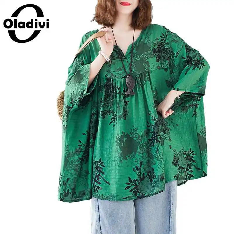 Блузка Oladivi Женская в стиле оверсайз из хлопка и льна модная повседневная