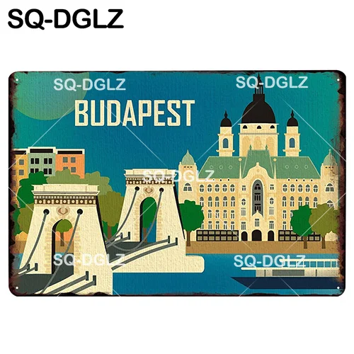 [SQ-DGLZ] LISBOA металлическая табличка Настенный декор городской оловянный знак винтажный домашний декор живопись плащи художественный плакат - Цвет: 1512