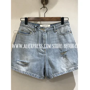 

Women's fashion casual summer women's denim shorts mid-rise ripped sexy short jeans High-waist shorts in stretch denim
