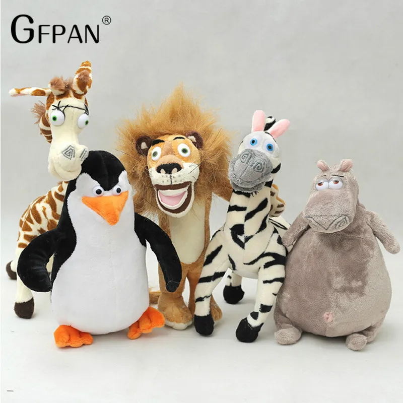 6 шт./компл. Лидер продаж Мадагаскар плюшевые игрушки Лев зебра жираф обезьяна, Пингвин Бегемот Детская Вечеринка Подарки для детей