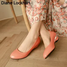 

41 42 Classic Ladies Round Toe 3cm Low Heel Pumps Women Party Dress Heels Spring Autumn Office Shallow Shoes Female Pink Yellow