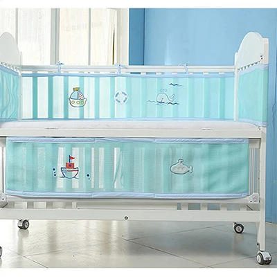 Blue TI440A Кровать для новорожденных бампер дышащая розовая сетка Накладка для детской кроватки Детская кроватка детские постельные принадлежности наборы Колыбель протектор кроватка бампер декор комнаты - Цвет: Blue TI440A