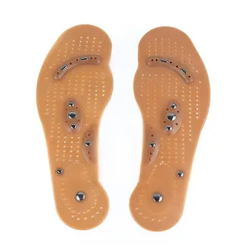 

2pcs/1 set Brown Leather Magnetic Therapy Insole 8 Magnet Massage Insoles Breathable Health Insoles For Men And Women