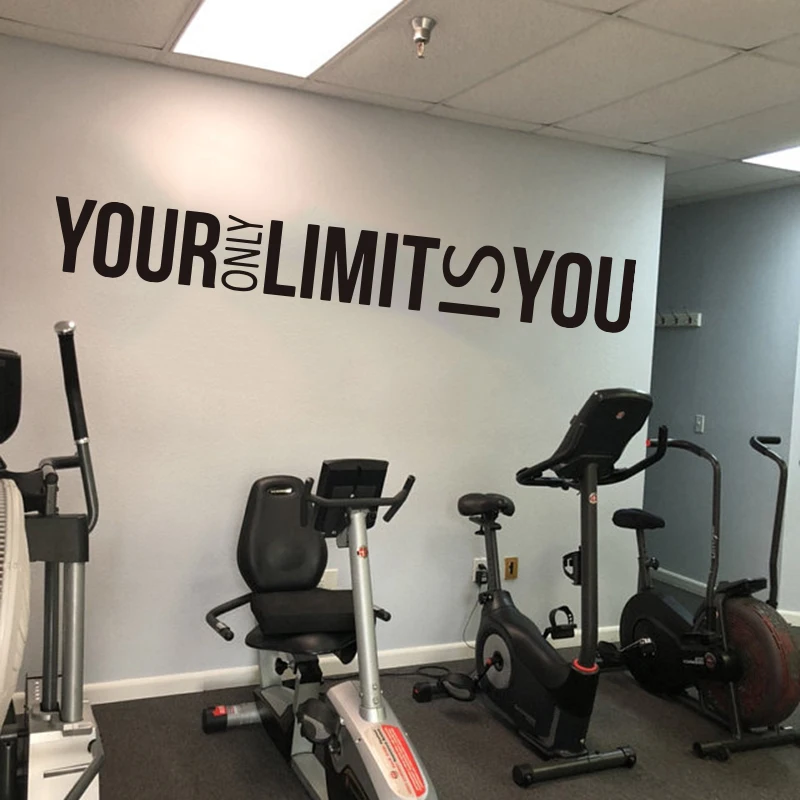 Large Your Only Limit is You Wall Sticker Office Gym Inspirational Motivational Quote Wall Decal Workout Exercise Vinyl Home Dec (3)
