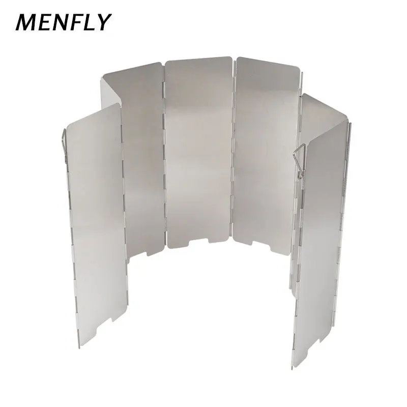 

MENFLY Camping Wind Shield Folding Ultralight Stove Windshield 8PCS Picnic Cook Utensil Foldable Aluminum Storage Wind Deflector