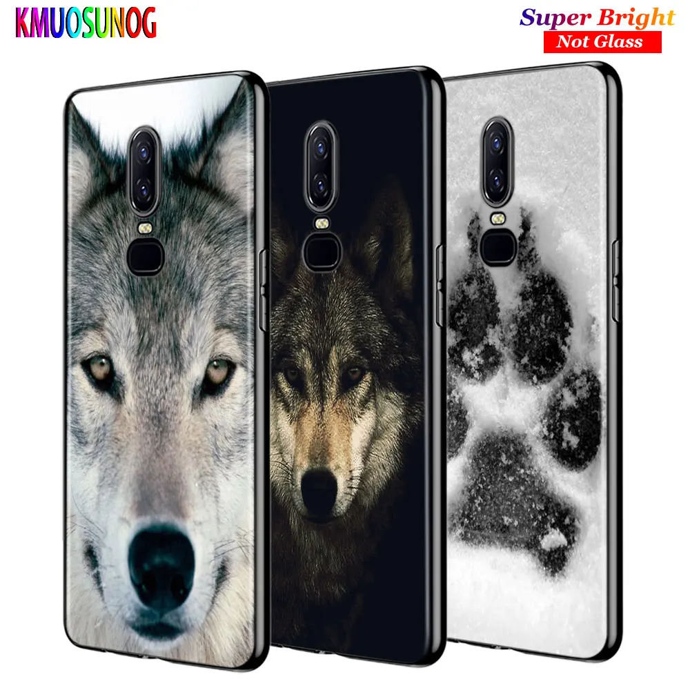 

For OnePlus 7 7Pro Black Silicone Cover Cool Black Wolf Print Back Cover For OnePlus 5 5T 6 6T Phone Case
