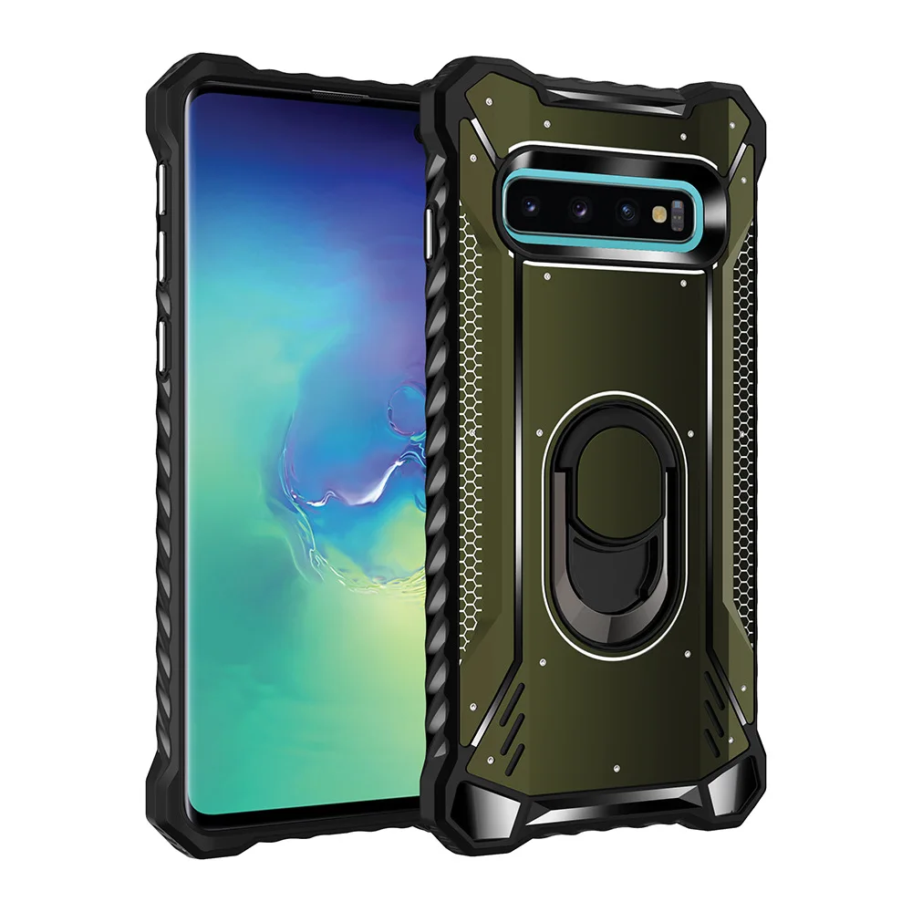 Армированный алюминиевый чехол с металлическим кольцом для samsung S10 Plus чехол сверхпрочный защитный чехол для samsung S9 Note 9 10 Plus S10e чехол - Цвет: Dark Green