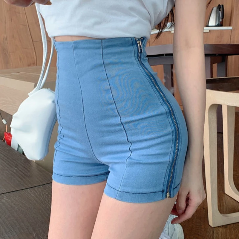 

High waist Women's Plus size Shorts 2020 Summer Denim Cotton Zipper Splicing Sexy Elastic Ladies Skinny Super Short Jeans Girls