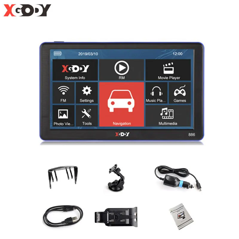 Gps навигатор XGODY 7 дюймов 256 м + 8 Гб Bluetooth автомобильный для грузовиков Россия 2020