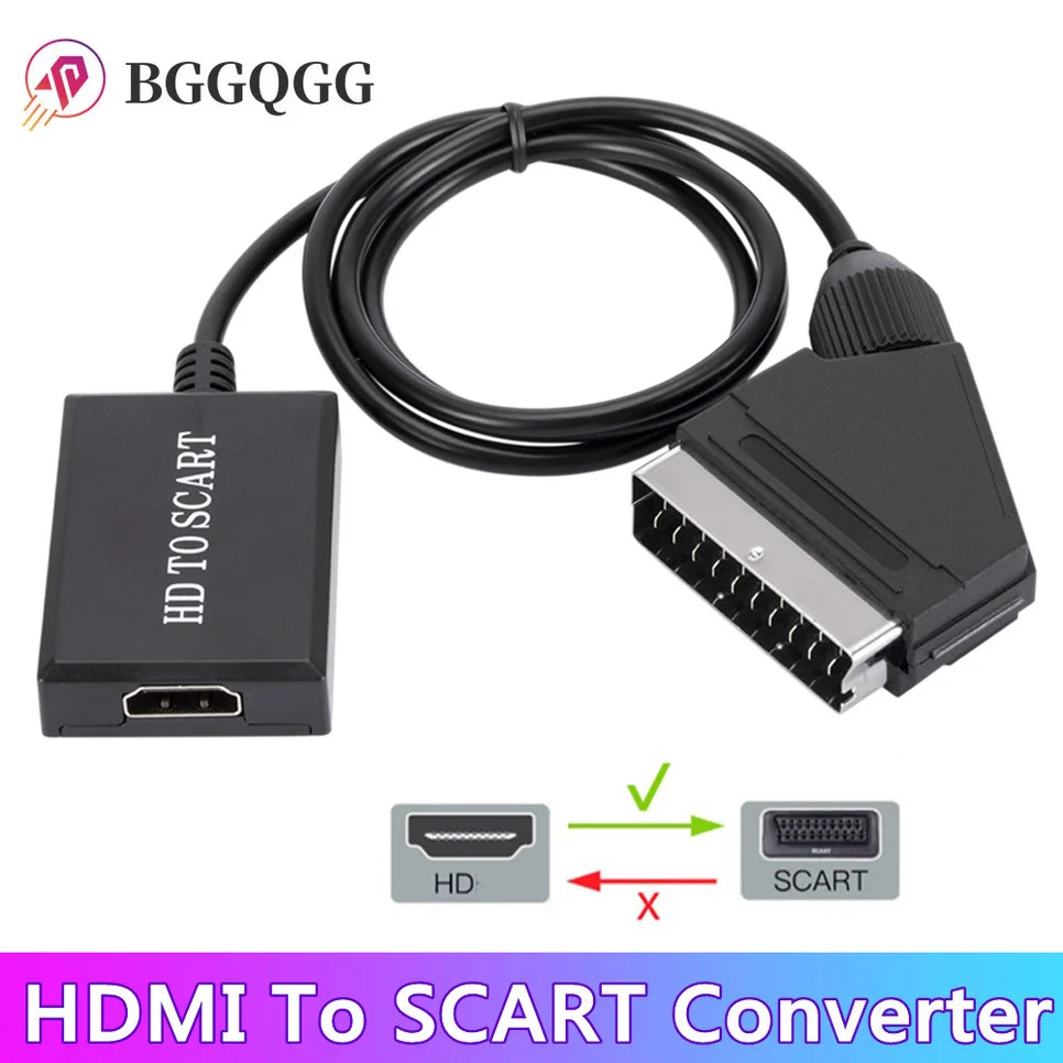 BGGQGG HD HDMI для SCART видео аудио конвертер адаптер ТВ высококлассный DVD Sky Box STB Plug and Play