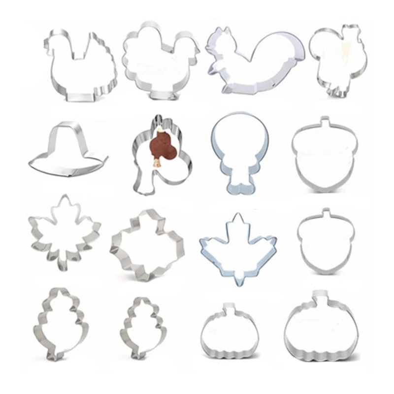 Thanksgiving Cookie Cutters Moulds Aluminum Alloy Shape Biscuit Mold DIY Fondant Pastry Decorating Baking Kitchen Tools |