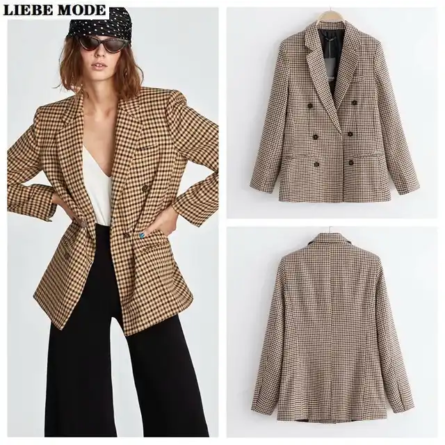 Khaki plaid blazer Clearance