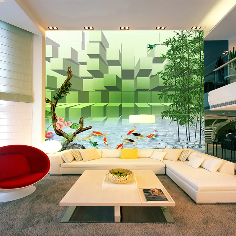 

rgStereo block pattern be full of imagination behind TV sofa as background wallpaper in livingCustomized mural wallpaper lae