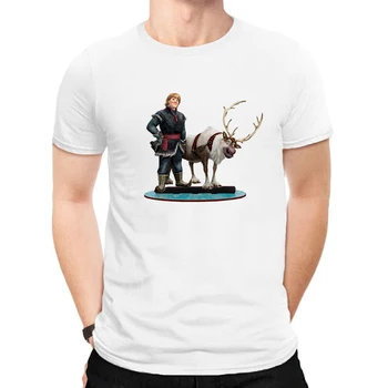 

LUSLOS Men's T Shirt Casual Streetwear Tshirt Frozen 2 Kristoff Cartoon T-shirt Male T Shirts Plus Size Homme Tee Tops футболка