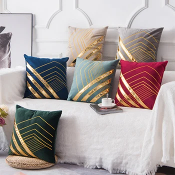 

Warm Pillow Cushion Cover Gold Luxury New Home Bronzing Thick Velvet Year Decoration 45x45cm