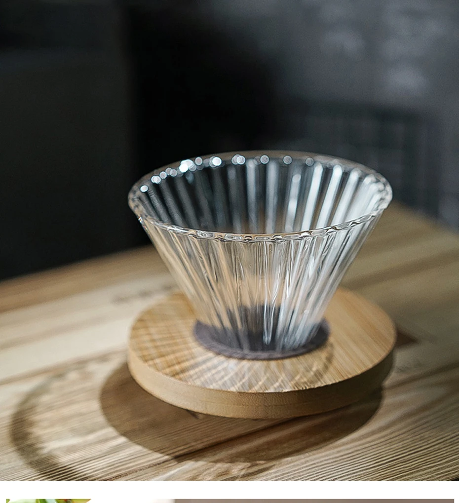 Стеклянная Воронка для кофе капельница V60, Деревянные кронштейны ...