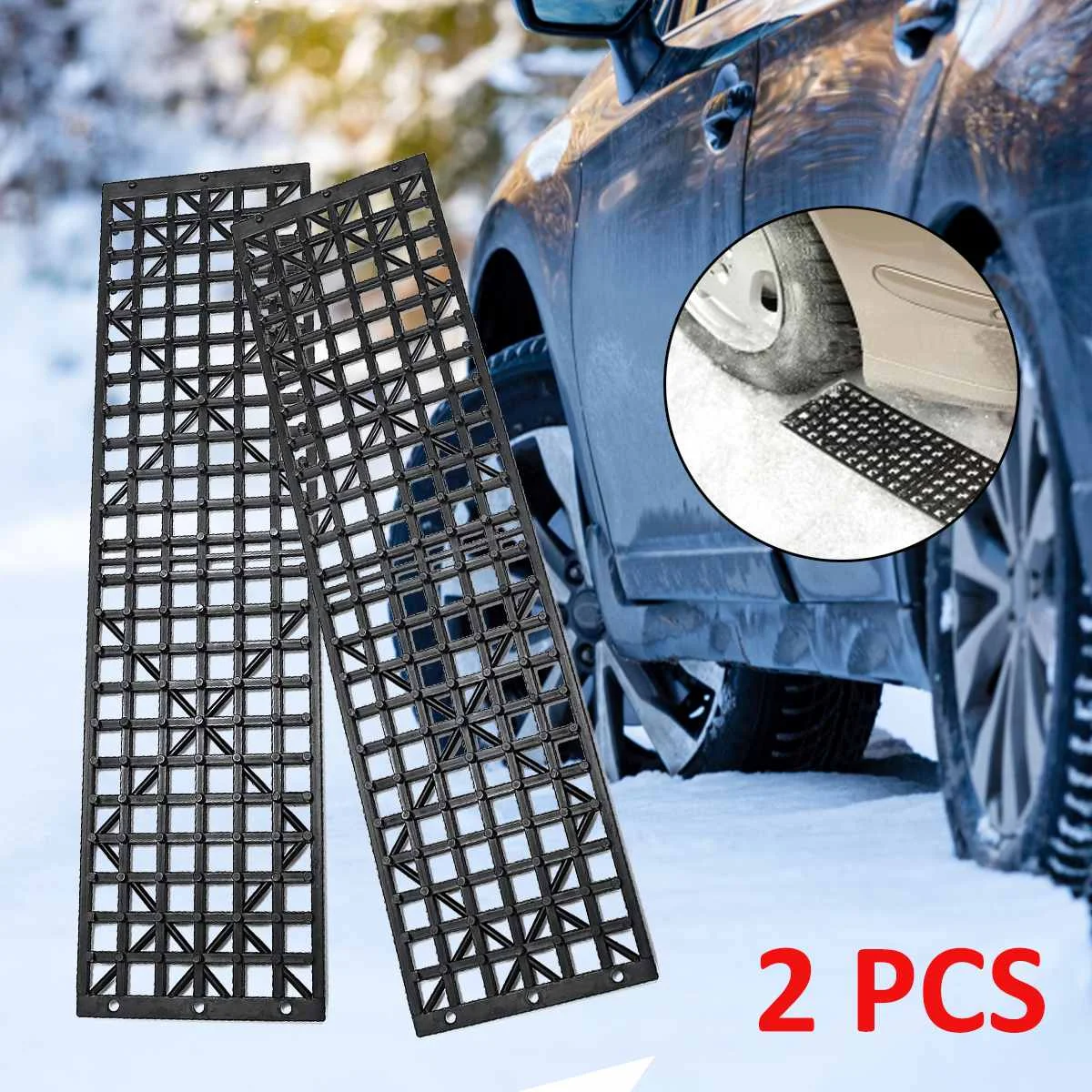 2x Tire Traction Mat Recovery Track Portable Emergency Devices For Snow Ice  Mud