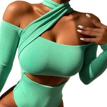 

rompers Jumpsuits Women's Bodysuits Off Shoulder Playsuits Tight Slim Fashion Full Sleeve One Piece Clothing Romper Sexy