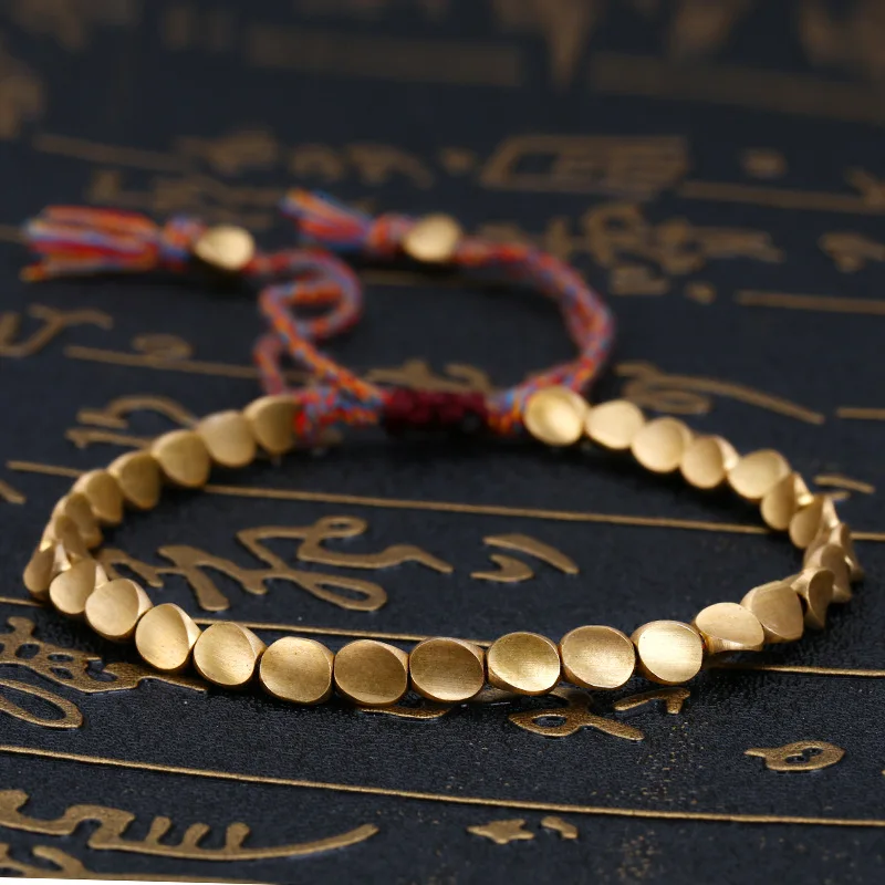 Handmade Tibetan Copper Bead Bracelet for Women Men stone bead bracelet beaded bracelet metal bead bracelet copper chain bracelet rope bracelet handwoven bracelet