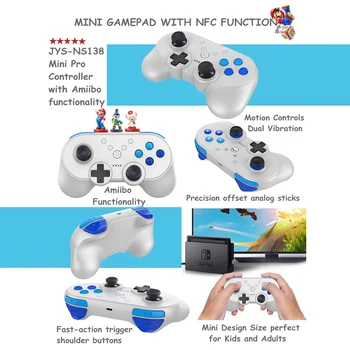 

Wireless Bluetooth Mini Gamepad NFC Dual Motor Controller Ordinary Layout Operation Conveninently Compatible with Switch
