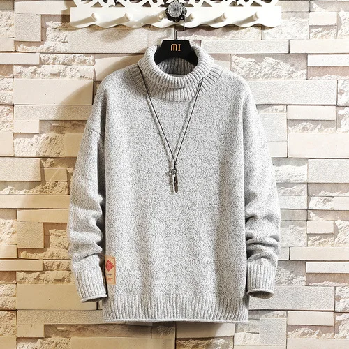 Новинка, Зимний пуловер с высоким воротом, мужской свитер, модный дизайнерский свитер, мужской свитер с длинным рукавом, Ropa De Hombre размера плюс M-5X - Цвет: grey